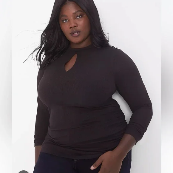Lane Bryant Tops Lane Bryant Fitted Cutoutneck Sideruched